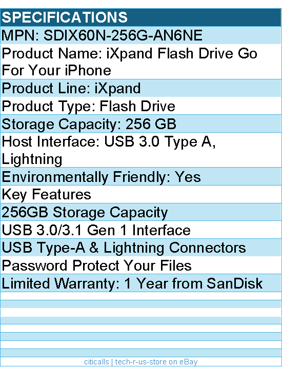 SanDisk SDIX60N-256G-AN6NE iXpand Flash Drive Go For Your iPhone