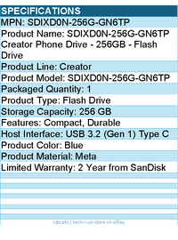 SanDisk SDIXD0N-256G-GN6TP Creator Phone Drive - 256GB - Flash Drive