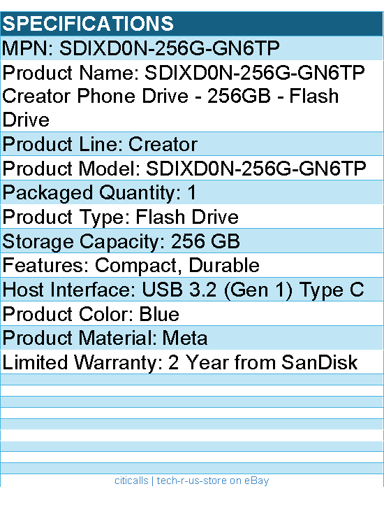 SanDisk SDIXD0N-256G-GN6TP Creator Phone Drive - 256GB - Flash Drive