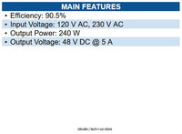 Blackbox SDR-240-48 DIN Rail Power Supply 240 Watts, 48 VDC - DIN Rail - 120 V