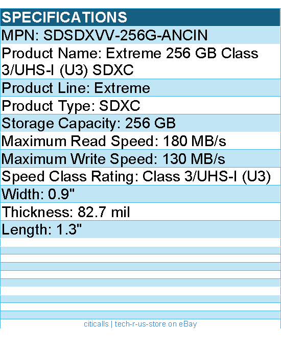 SanDisk SDSDXVV-256G-ANCIN Extreme 256 GB Class 3/UHS-I (U3) SDXC