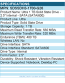 SanDisk SDSSDH3-1T00-G26 Ultra 1TB Solid State Drive - 2.5" Internal -(SATA/600)