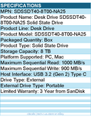 SanDisk SDSSDT40-8T00-NA25 Desk Drive 8 TB Portable Solid State Drive