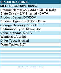 Kingston SEDC600M/1920G DC600M 1.88 TB Solid State Drive - 2.5" Internal - SATA