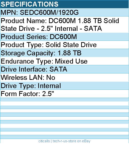 Kingston SEDC600M/1920G DC600M 1.88 TB Solid State Drive - 2.5" Internal - SATA