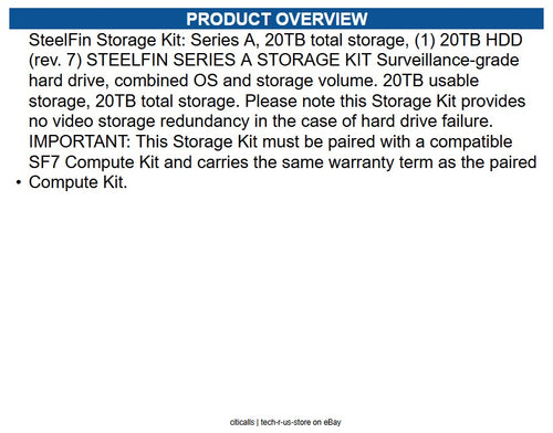 ipConfigure SF7-SKA-20RN-20 SteelFin Storage Kit: Series A, 20TB total storage