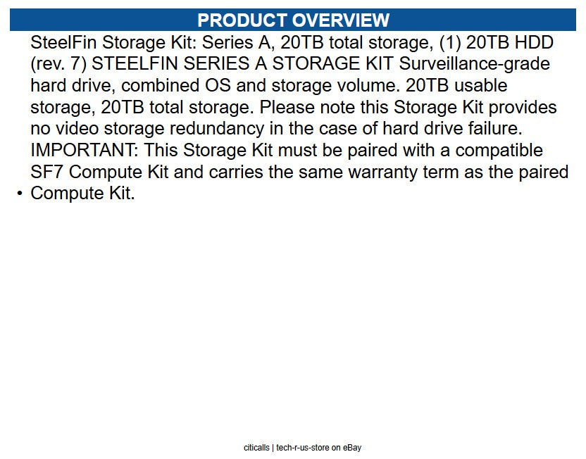 ipConfigure SF7-SKA-20RN-20 SteelFin Storage Kit: Series A, 20TB total storage