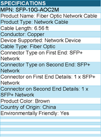 Cisco SFP-10G-AOC2M 6.56 ft Fiber Optic Network Cable - for Network Device