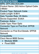 Cisco SFP-25G-AOC2M= 25G Active Optical Cable - 6.56ft Fiber Optic Network Cable