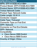 Cisco SFP-H10GB-ACU10M= Twinax Network Cable - 32.81 ft
