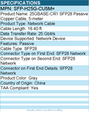 Cisco SFP-H25G-CU5M= 25GBASE-CR1 SFP28 Passive Copper Cable, 16.40 ft SFP28