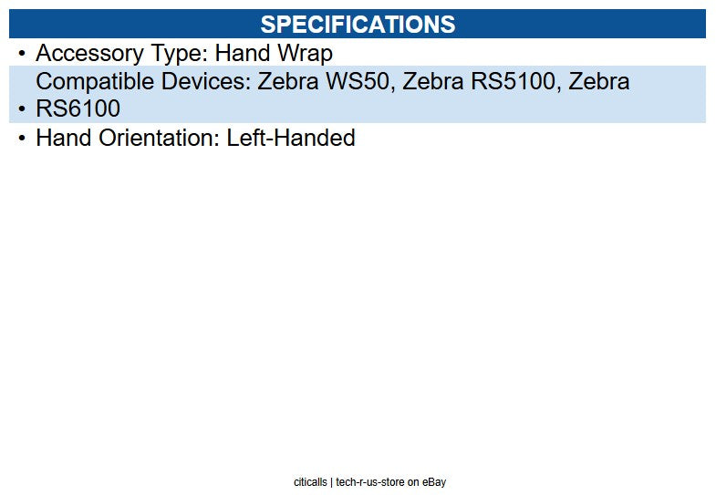 Zebra SG-WEAR-HNWPLS-02 Spare Hand Wrap Rs5100/rs6100/ws50