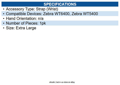 Zebra SG-WT5X6-WSTDX-01 WT5400 / WT6400 Double Dial Replacement Straps Extra Lrg