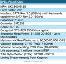 Kingston SKC600/512G Solid State Drive - 512G KC600 2.5" Retail