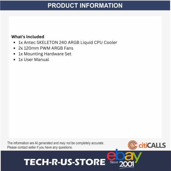ANTEC SKELETON 240 ARGB Liquid CPU Cooler 2x 120mm ARGB Fans AM5/LGA1700