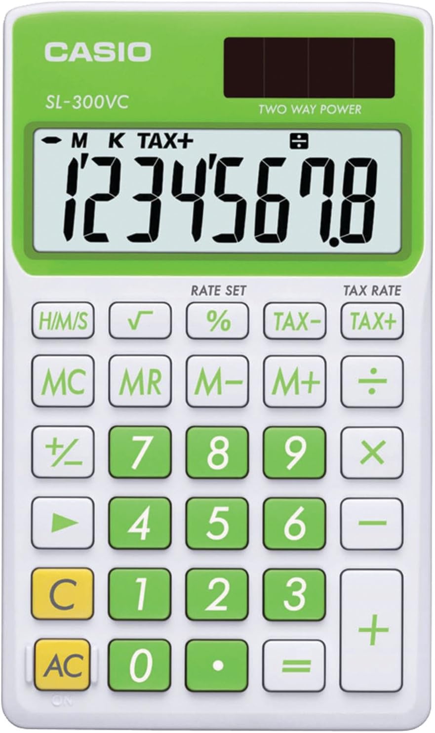 Casio SL-300VC-GN SL-300VC Portable Calculator - Battery/Solar Powered