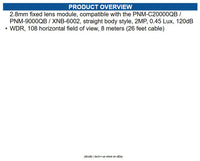 Hanwha SLA-T2880A 2.8mm fixed lens module, compatible with the PNM-C20000QB