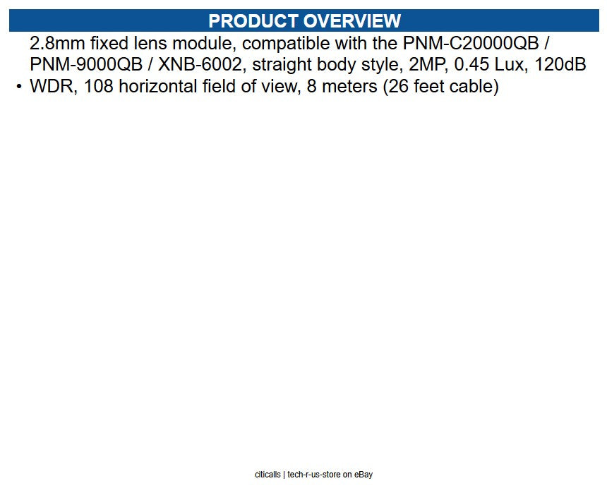 Hanwha SLA-T2880A 2.8mm fixed lens module, compatible with the PNM-C20000QB