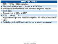 Hanwha SLA-T2880BA Covert IP Camera 2MP Network Bandit Barrier Lens (8m cable)