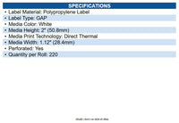 Seiko Instruments SLP-TMRL 1-1/8 x 2 White, Toughie Multipurpose Label