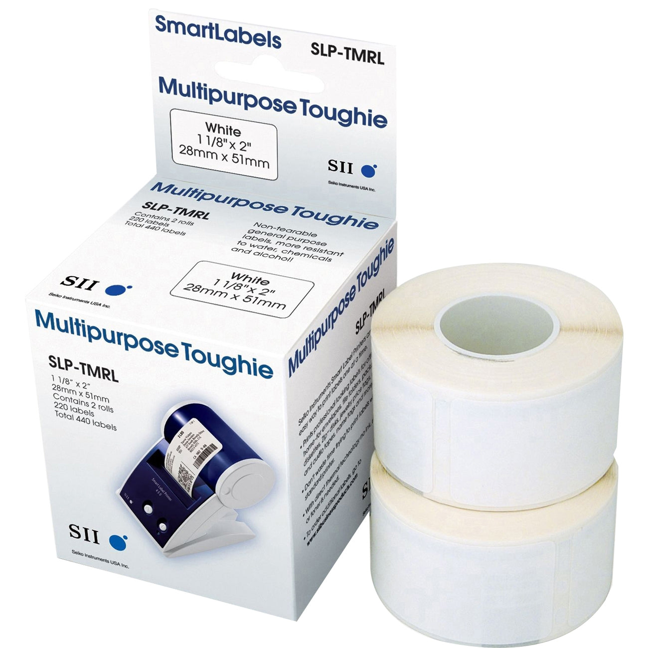 Seiko Instruments SLP-TMRL 1-1/8 x 2 White, Toughie Multipurpose Label