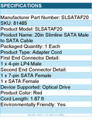 StarTech SLSATAF20 Slimline SATA to SATA with LP4 Power Cable Adapter (Red, 20")