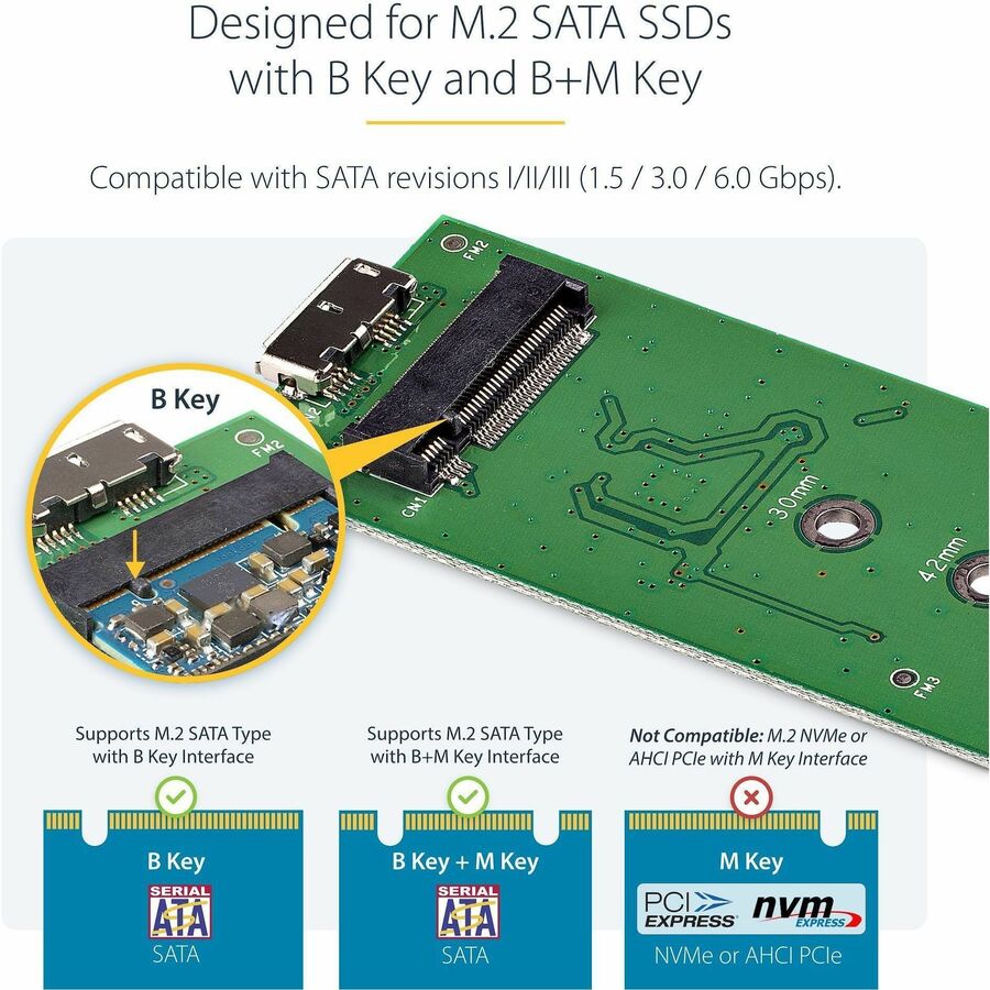 StarTech SM2NGFFMBU33 M.2 SSD Enclosure for M.2 SATA SSDs - USB 3.0