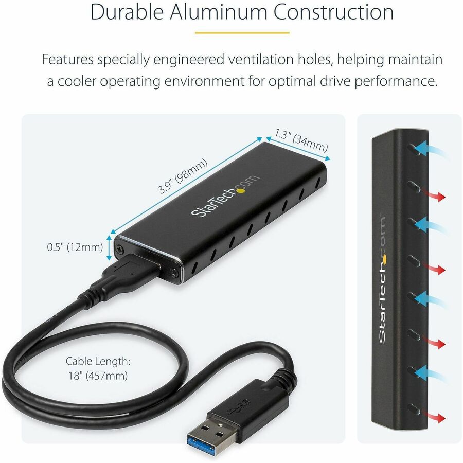 StarTech SM2NGFFMBU33 M.2 SSD Enclosure for M.2 SATA SSDs - USB 3.0