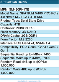 MSI SM480PN4TB SSD - SPATIUM M480 PRO PCIe 4.0 NVMe M.2 4TB PLAY Retail