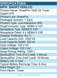 Eaton Tripp Lite Series SMART1000LCD LCD 120V 1000VA 500W Line-Interactive UPS