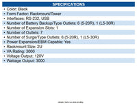 Eaton SMART3000RMXLN SmartPro 120V 3kVA 2.88kW Line-Interactive Sine Wave UPS