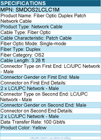 StarTech SMDOS2LCLC1M LC to LC (UPC) OS2 Single Mode Duplex Fiber Optic Cable