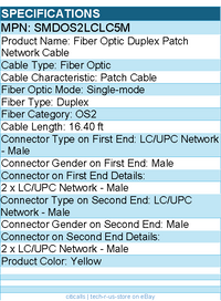 StarTech SMDOS2LCLC5M 16.4ft LC to LC  OS2 Single Mode Duplex Fiber Optic Cable