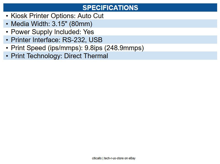 Sewoo SMK3S-H120 SMK3S-V80 3" Kiosk Mechanism Printer Horizontal Type - Auto Cut