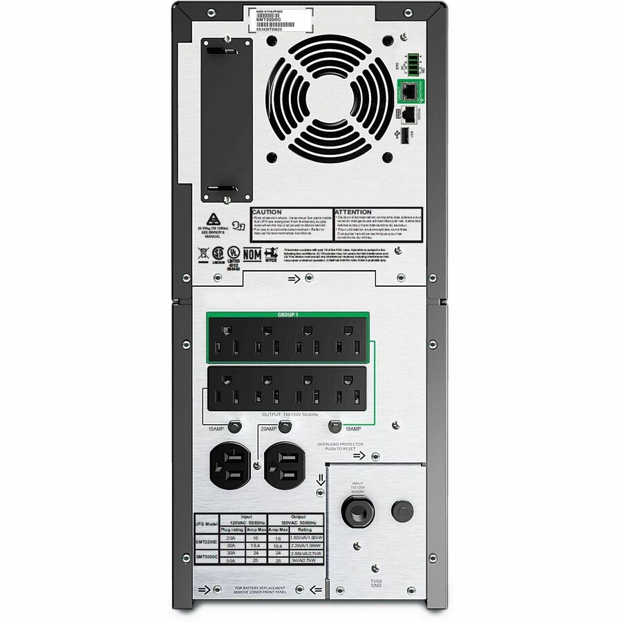 APC SMT2200C Smart-UPS, Line Interactive, 2200VA, Tower, 120V, 8x NEMA 5-15R+2x