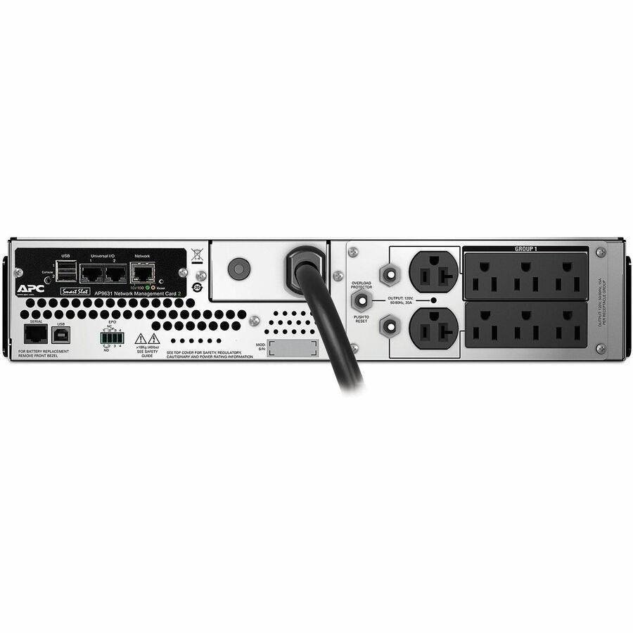 APC SMT2200RM2UNC Smart-UPS, Line Interactive, 2200VA, Rackmount 2U, 120V -Black