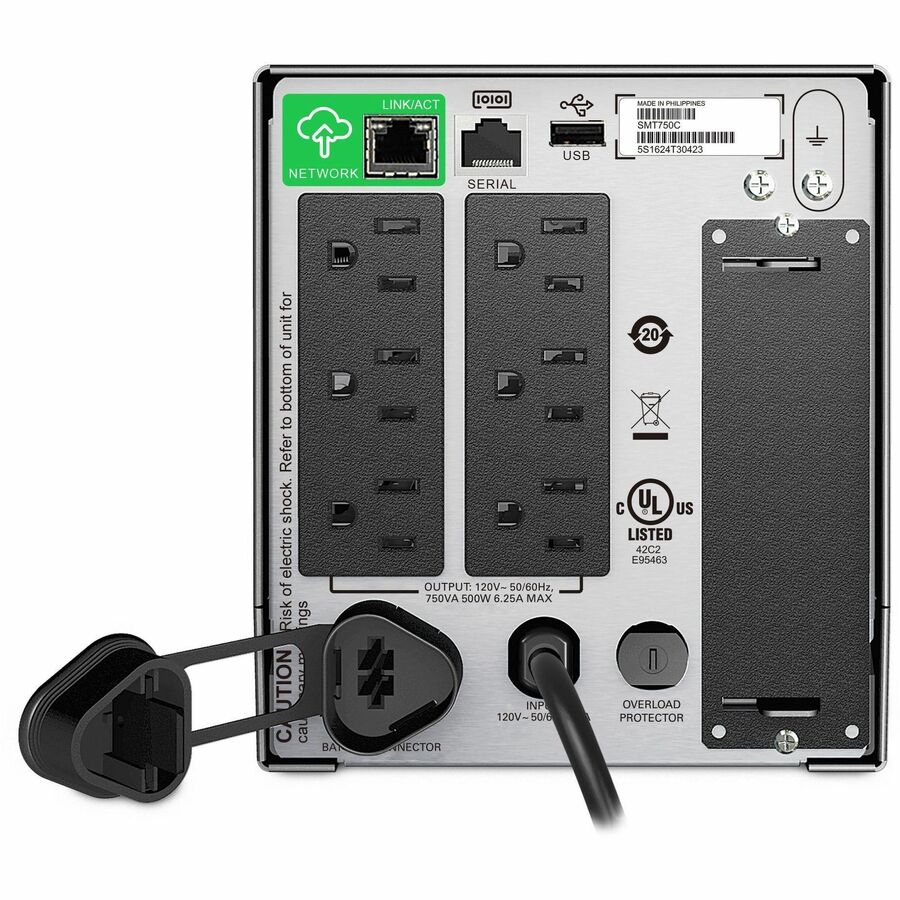 APC SMT750C Smart-UPS, Line Interactive, 750VA, Tower, 120V, 6x NEMA 5-15R outle
