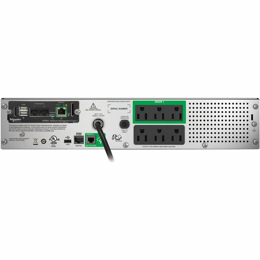 APC SMT750RM2UCNC Smart-UPS, Line Interactive, 750VA, Rackmount 2U