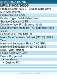 Kingston SNV3S/2000G NV3 2 TB Solid State Drive - M.2 2280 Internal