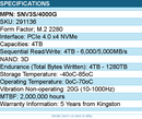 Kingston SNV3S/4000G Solid State Drive - 4TB NV3 M.2 2280 PCIe4.0 NVMe Retail