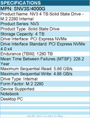 Kingston SNV3S/4000G NV3 4 TB Solid State Drive - M.2 2280 Internal