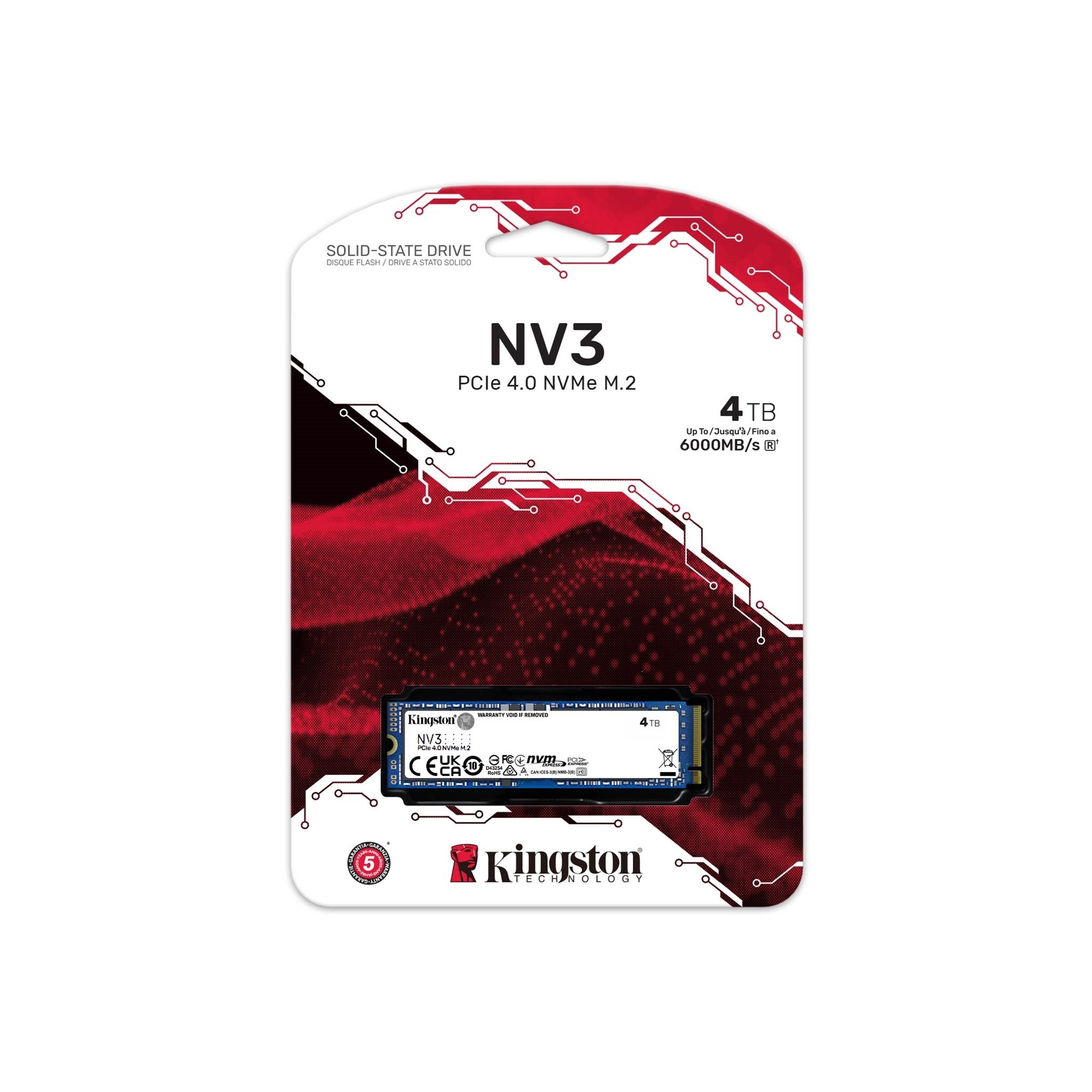 Kingston SNV3S/4000G Solid State Drive - 4TB NV3 M.2 2280 PCIe4.0 NVMe Retail
