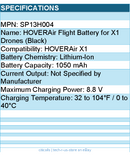 HOVERAir SP13H004 X1 Battery White Lithium Retail - 1050mAh