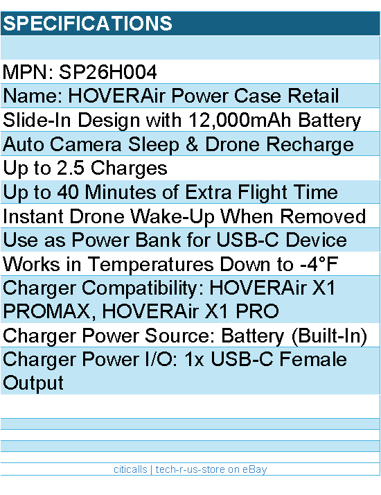 HOVERAir SP26H004 Accessory - Power Case Retail - for X1 PRO & X1 PROMAX