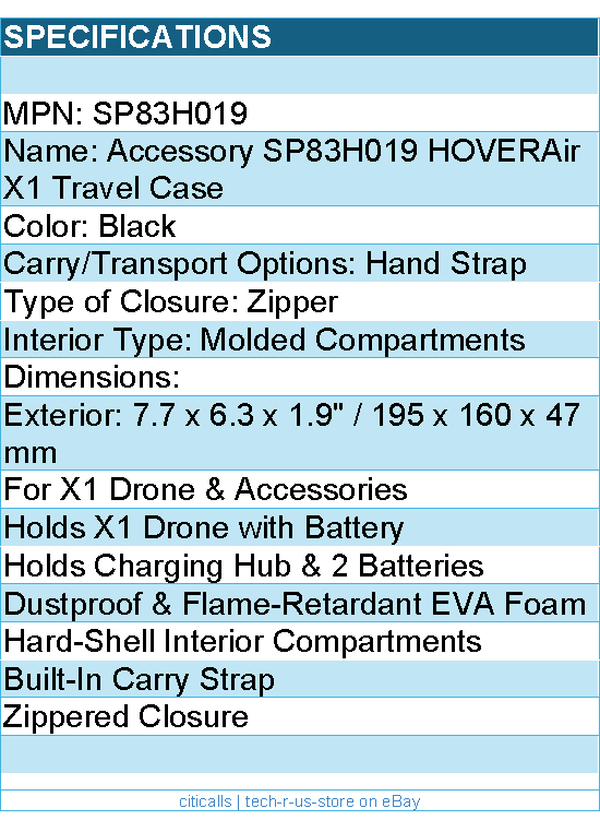 HOVERAir SP83H019 Accessory - X1 Travel Case Retail - Black
