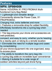 HOVERAir SP86H006 X1 PRO PROMAX Multi-functional Carry Bag Retail