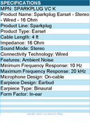 Koss SPARKPLUG VC K Sparkplug Earset - Stereo - Wired - 16 Ohm