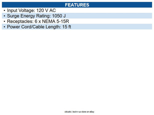 Eaton SPS-615-HG Hospital-Grade Surge Protector with 6 Hospital-Grade Outlets