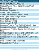 StarTech SPSMLCLC-OS2-1M LC to LC (UPC) OS2 SingleMode Simplex Fiber Optic Cable