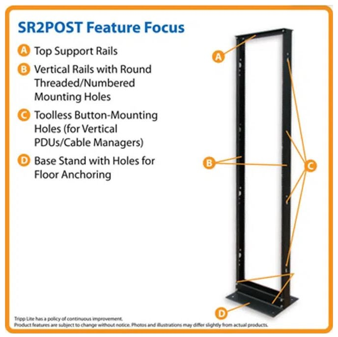 Eaton SR2POST 45U SmartRack 2-Post Open Frame Rack - Black